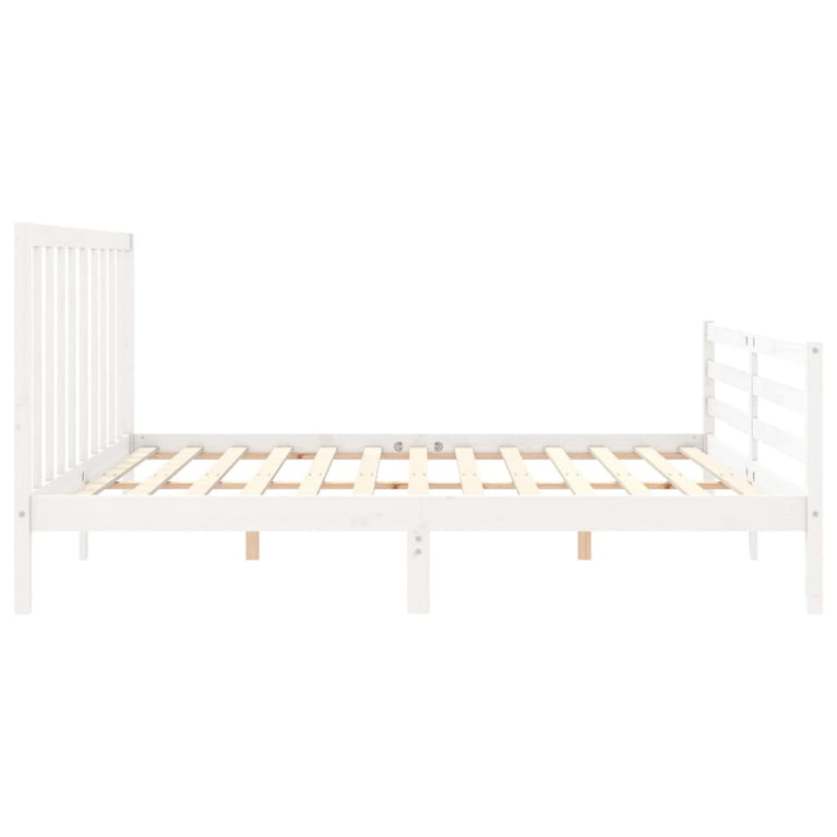 Bedframe met hoofdbord massief hout wit Super King Size