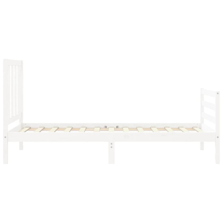 Bedframe met hoofdbord massief hout wit 3FT Single