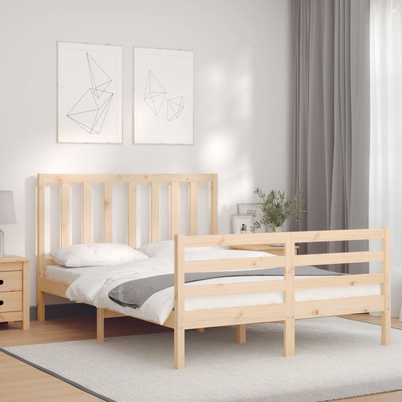 Bedframe met hoofdbord massief hout 4FT6 Double