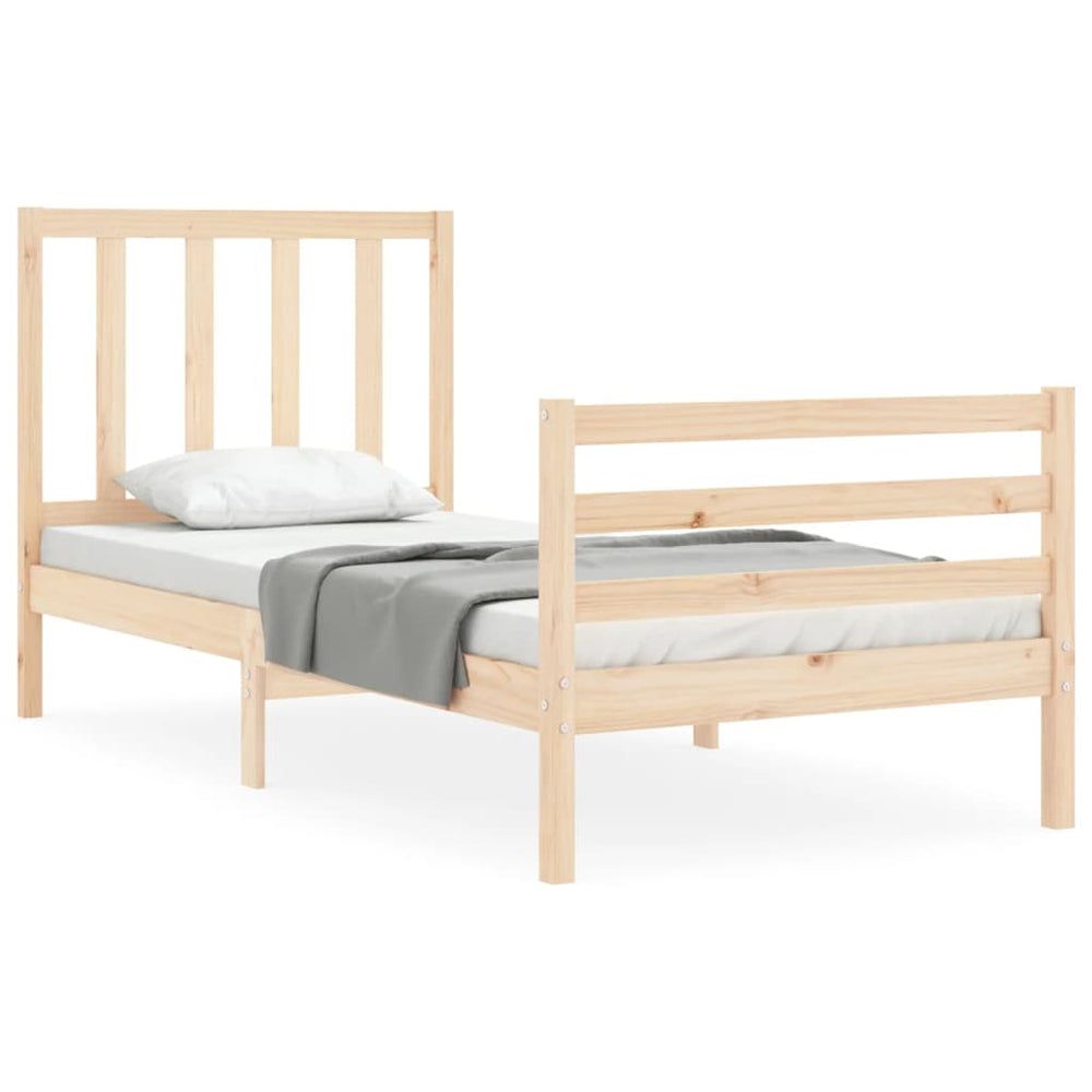 Bedframe met hoofdbord massief hout 90x200 cm MeubelReus