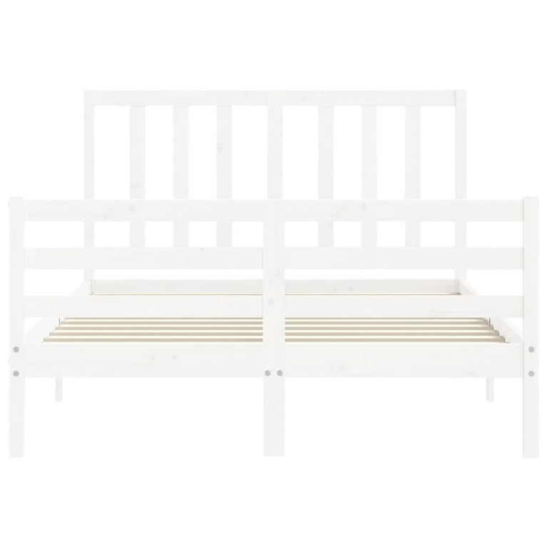 Bedframe met hoofdbord massief hout wit 120x200 cm