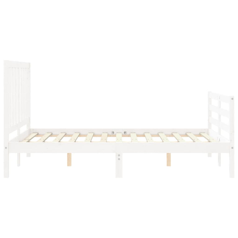 Bedframe met hoofdbord massief hout wit 120x200 cm
