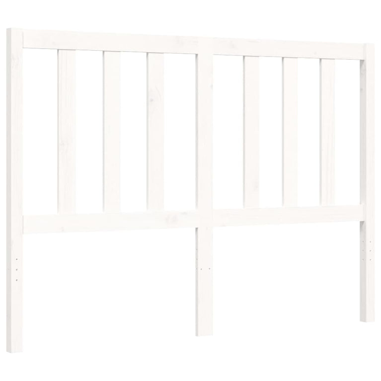 Bedframe met hoofdbord massief hout wit 120x200 cm