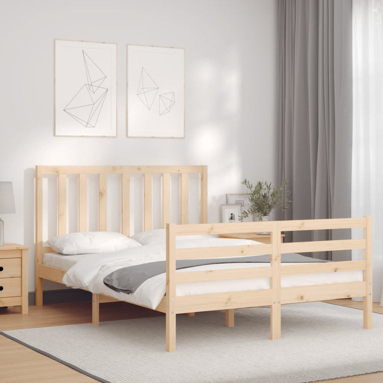 Bedframe met hoofdbord massief hout 140x200 cm