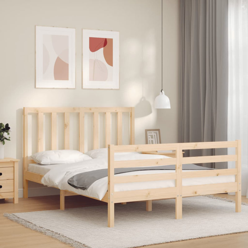 Bedframe met hoofdbord massief hout 140x200 cm