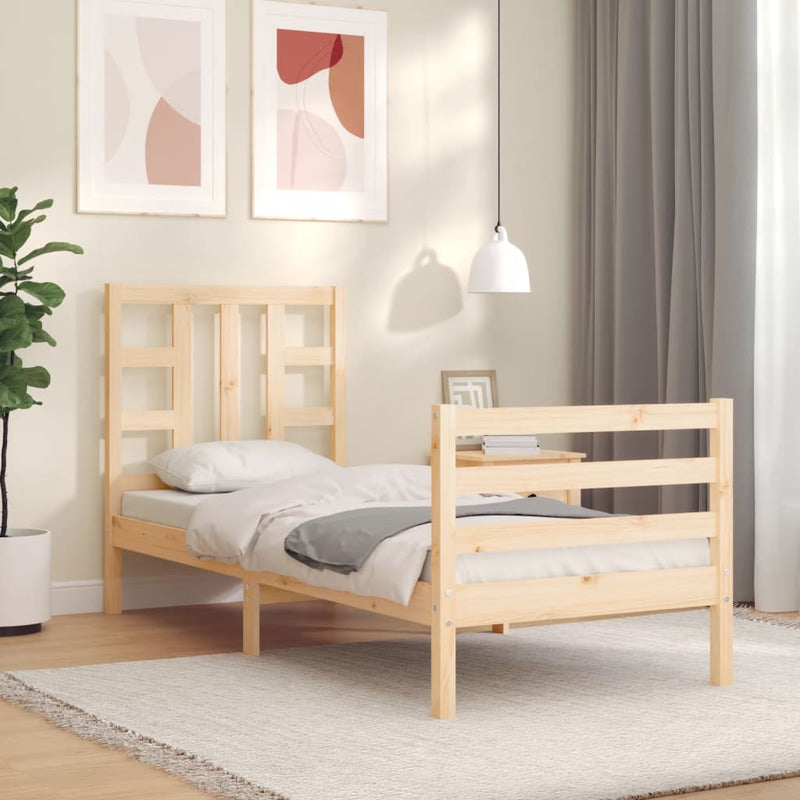 Bedframe met hoofdbord massief hout 2FT6 Small Single