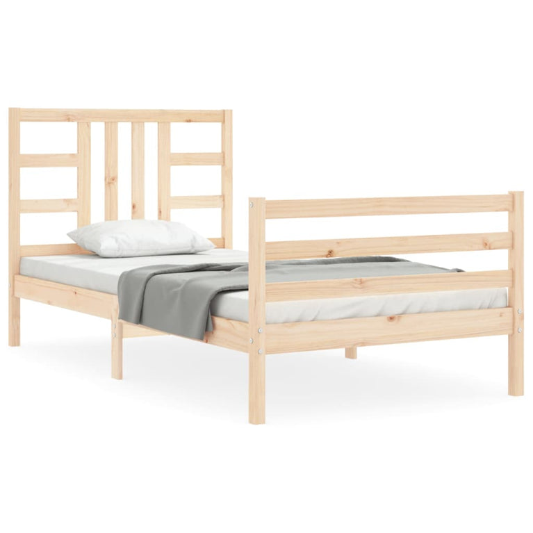 Bedframe met hoofdbord massief hout 3FT Single