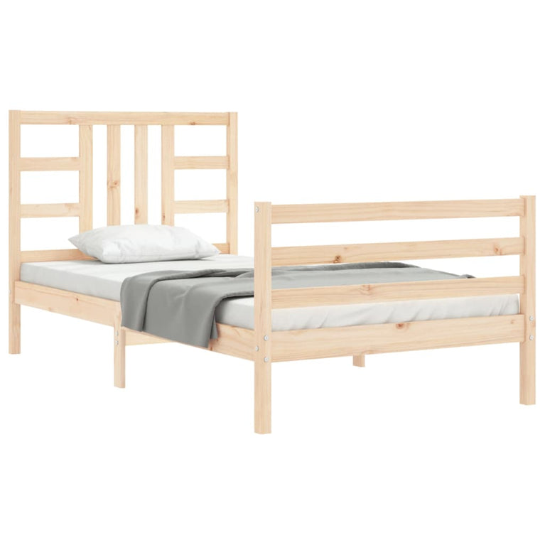Bedframe met hoofdbord massief hout 3FT Single