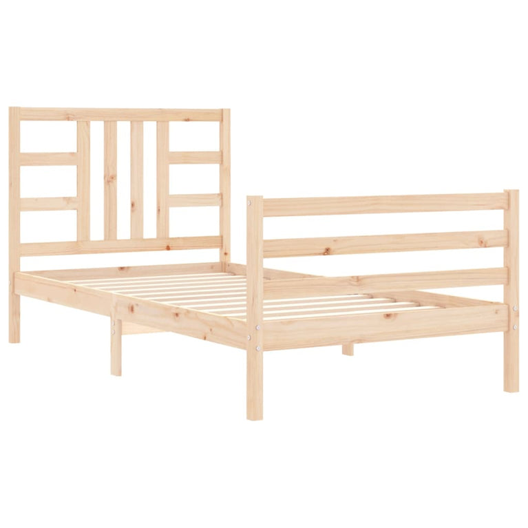 Bedframe met hoofdbord massief hout 3FT Single
