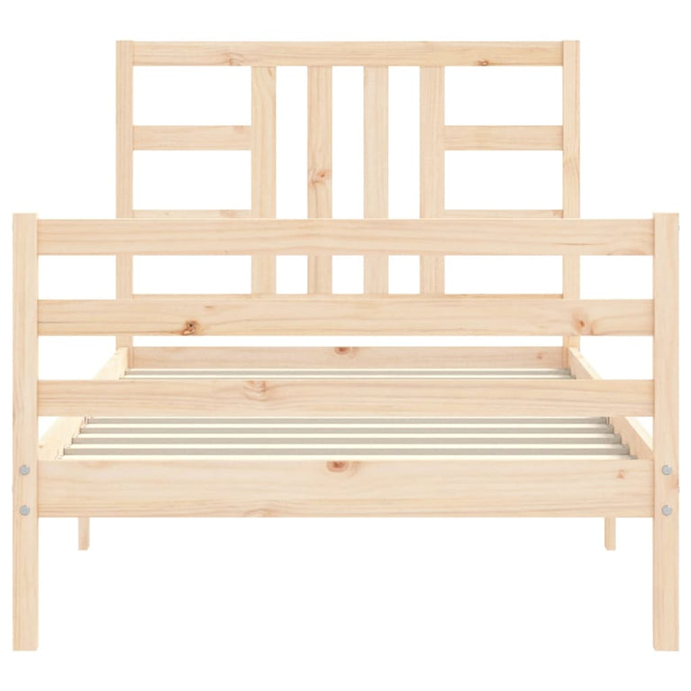Bedframe met hoofdbord massief hout 3FT Single