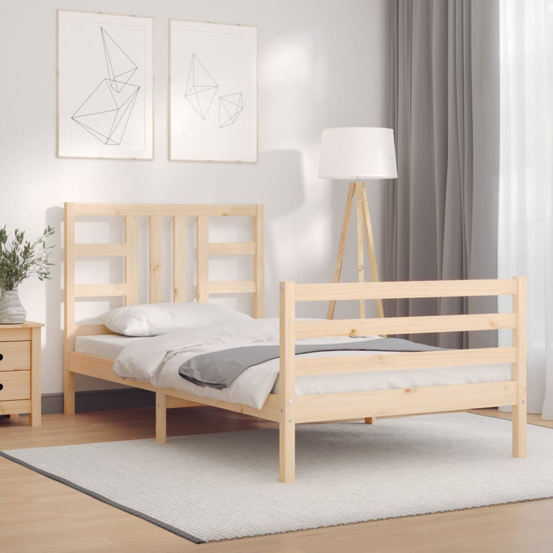 Bedframe met hoofdbord massief hout 3FT Single