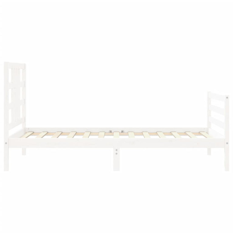 Bedframe met hoofdbord massief hout wit 3FT Single