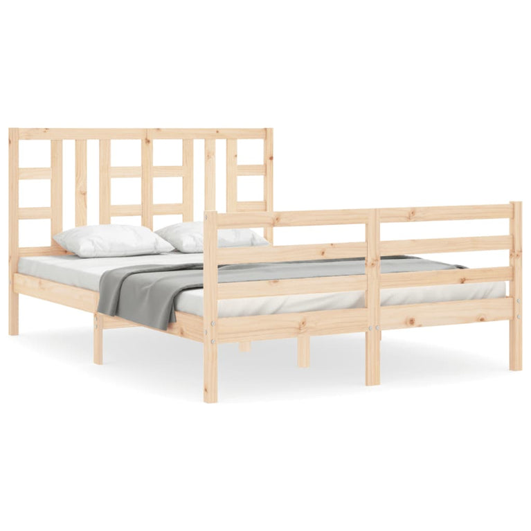 Bedframe met hoofdbord massief hout 4FT6 Double
