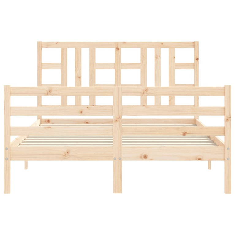 Bedframe met hoofdbord massief hout 4FT6 Double