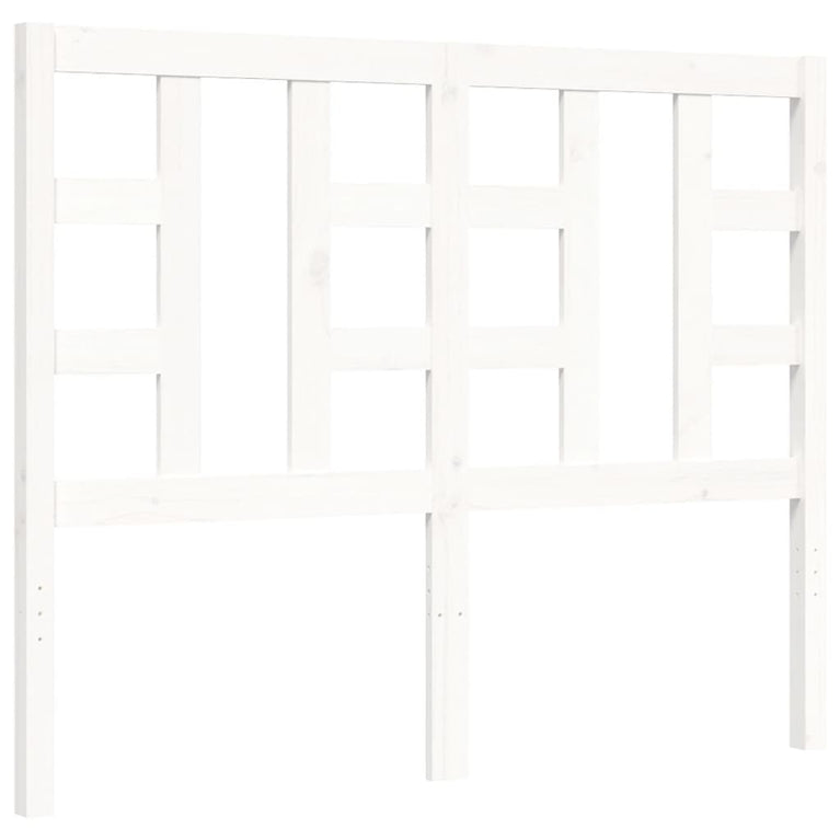 Bedframe met hoofdbord massief hout wit 120x200 cm