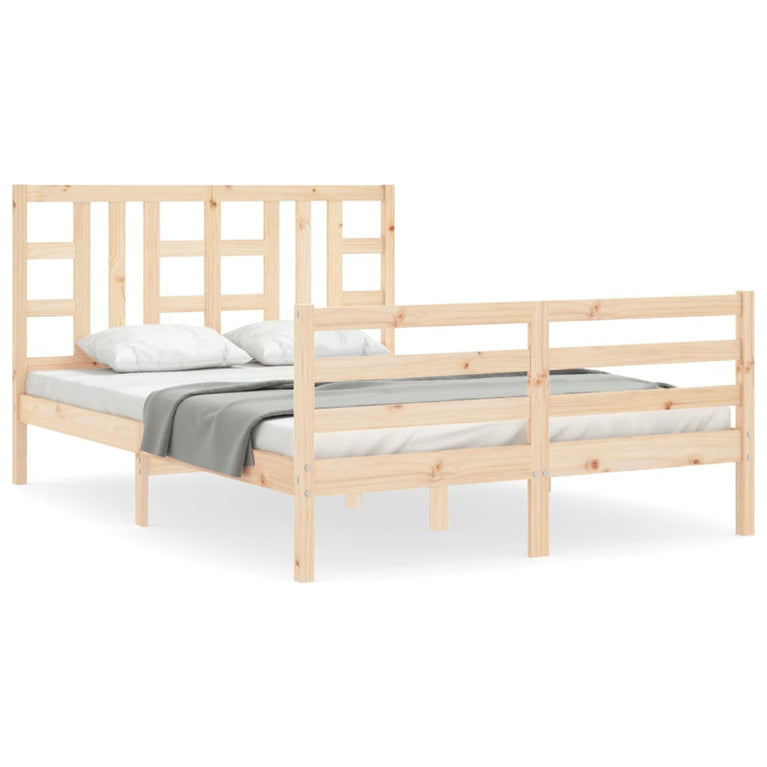 Bedframe met hoofdbord massief hout 140x200 cm