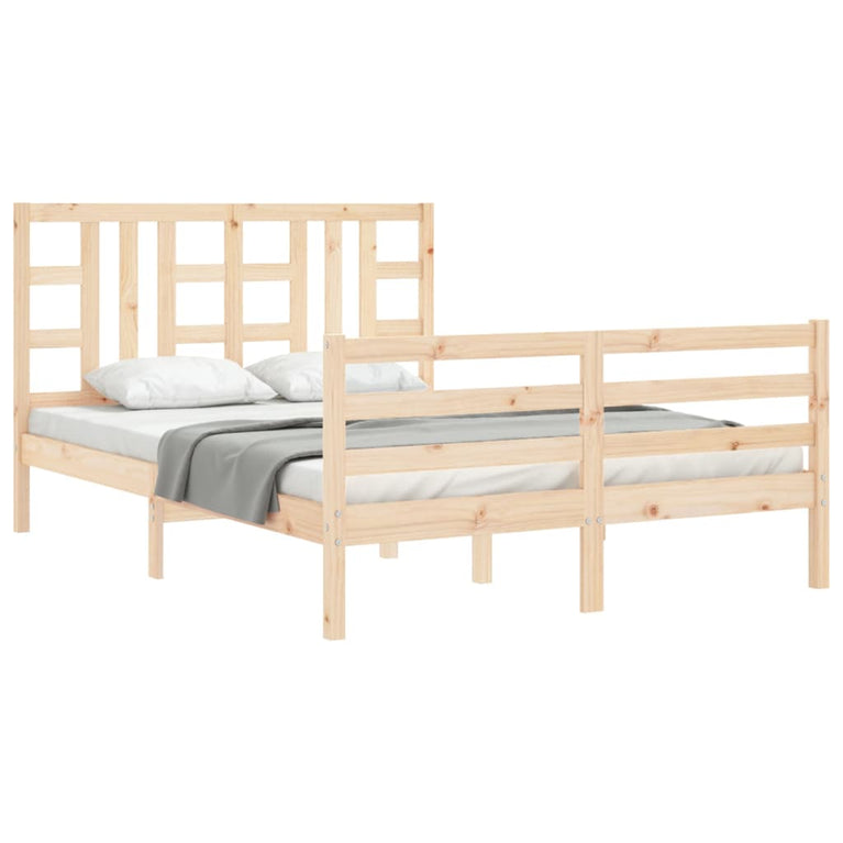 Bedframe met hoofdbord massief hout 140x200 cm