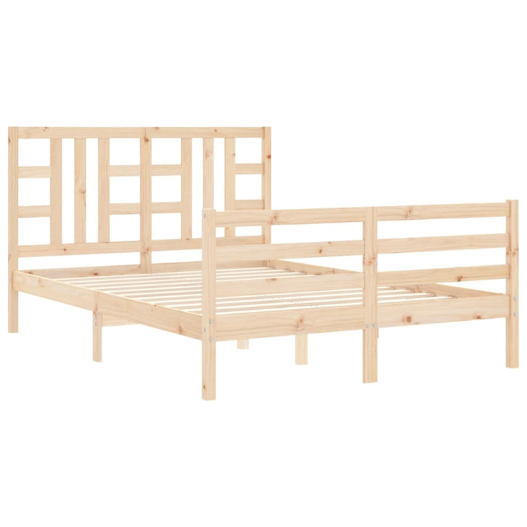 Bedframe met hoofdbord massief hout 140x200 cm