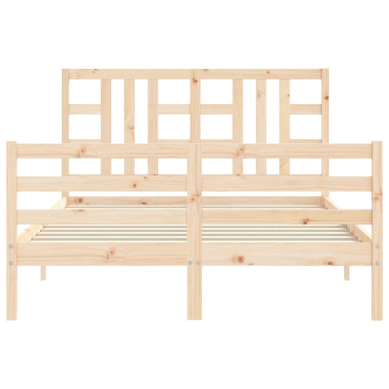 Bedframe met hoofdbord massief hout 140x200 cm
