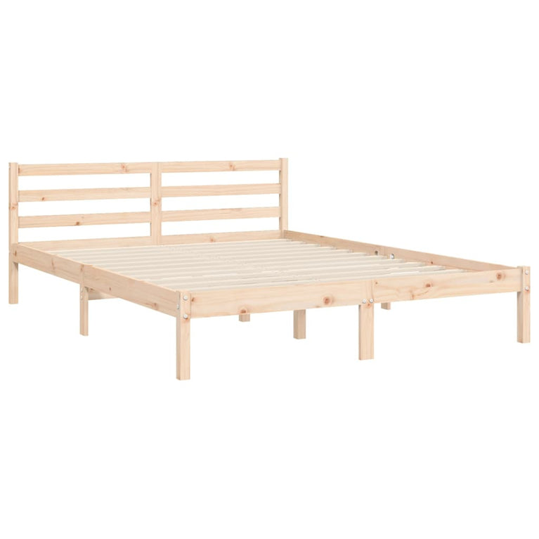 Bedframe met hoofdbord massief hout 140x200 cm