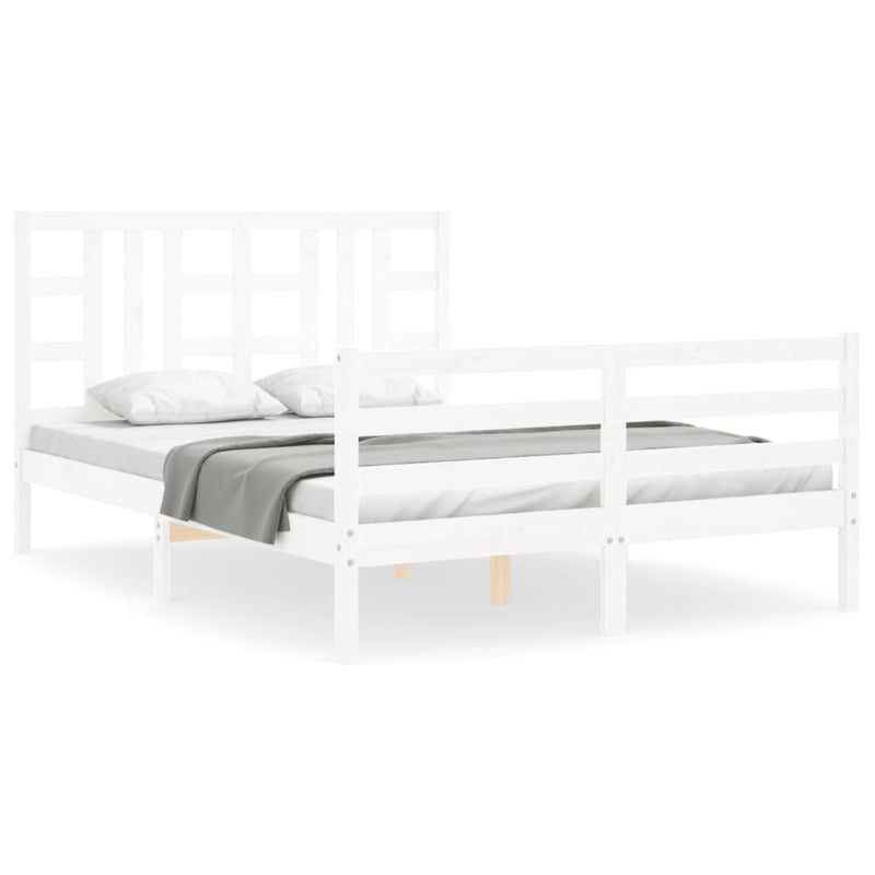 Bedframe met hoofdbord massief hout wit 5 FT King Size