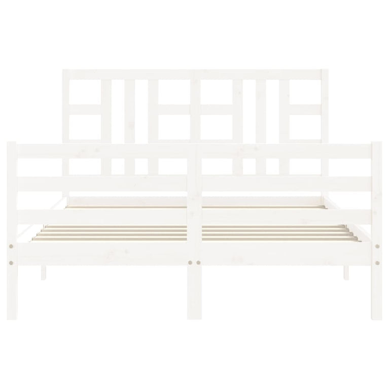 Bedframe met hoofdbord massief hout wit 5 FT King Size