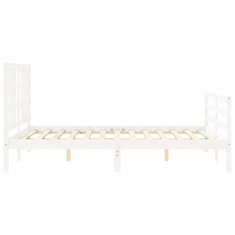 Bedframe met hoofdbord massief hout wit 5 FT King Size