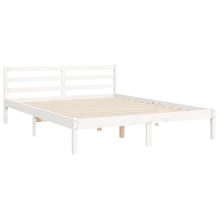 Bedframe met hoofdbord massief hout wit 5 FT King Size