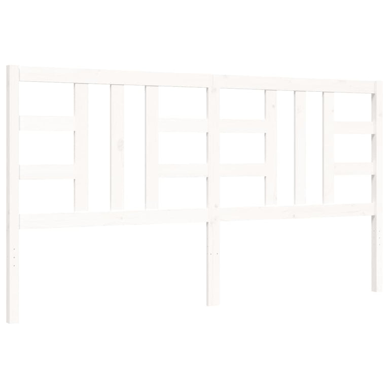 Bedframe met hoofdbord massief hout wit Super King Size