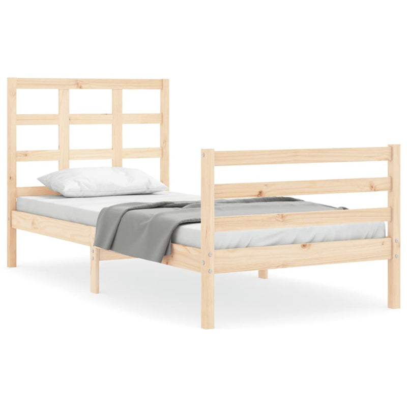 Bedframe met hoofdbord massief hout 3FT Single