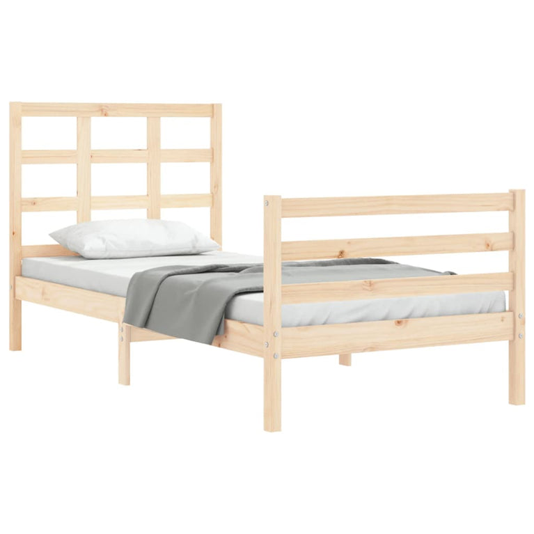 Bedframe met hoofdbord massief hout 3FT Single