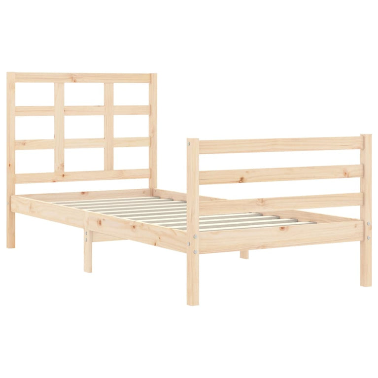 Bedframe met hoofdbord massief hout 3FT Single