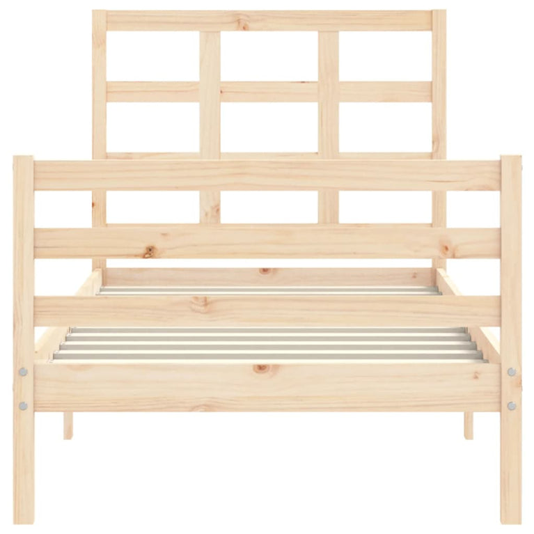 Bedframe met hoofdbord massief hout 3FT Single