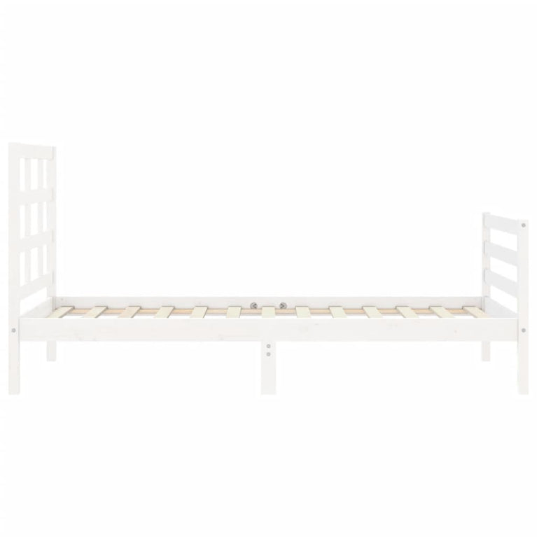 Bedframe met hoofdbord massief hout wit 3FT Single