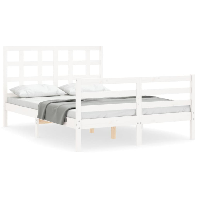Bedframe met hoofdbord massief hout wit 4FT Small Double