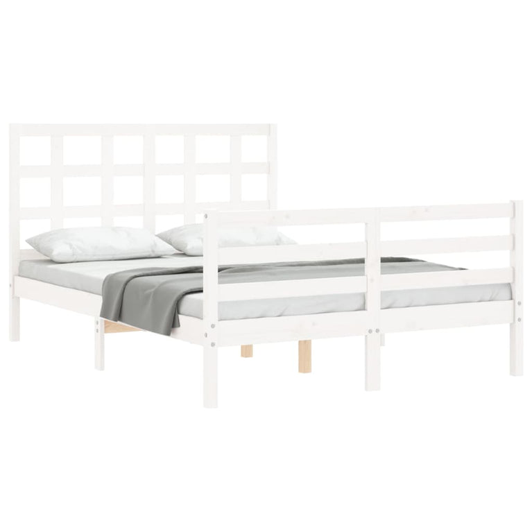Bedframe met hoofdbord massief hout wit 4FT Small Double