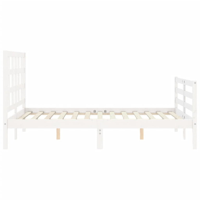 Bedframe met hoofdbord massief hout wit 4FT Small Double