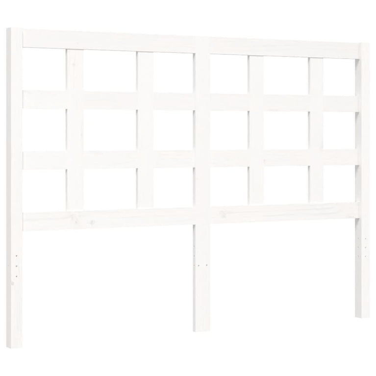 Bedframe met hoofdbord massief hout wit 140x190 cm