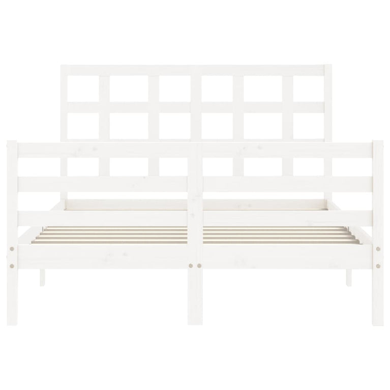Bedframe met hoofdbord massief hout wit 120x200 cm