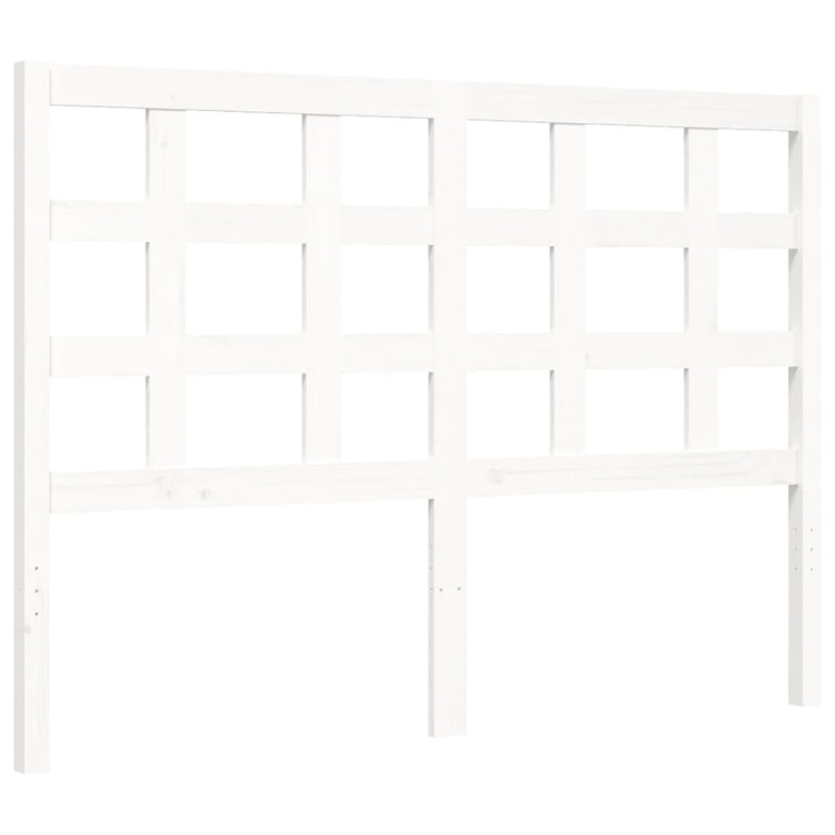Bedframe met hoofdbord massief hout wit 120x200 cm