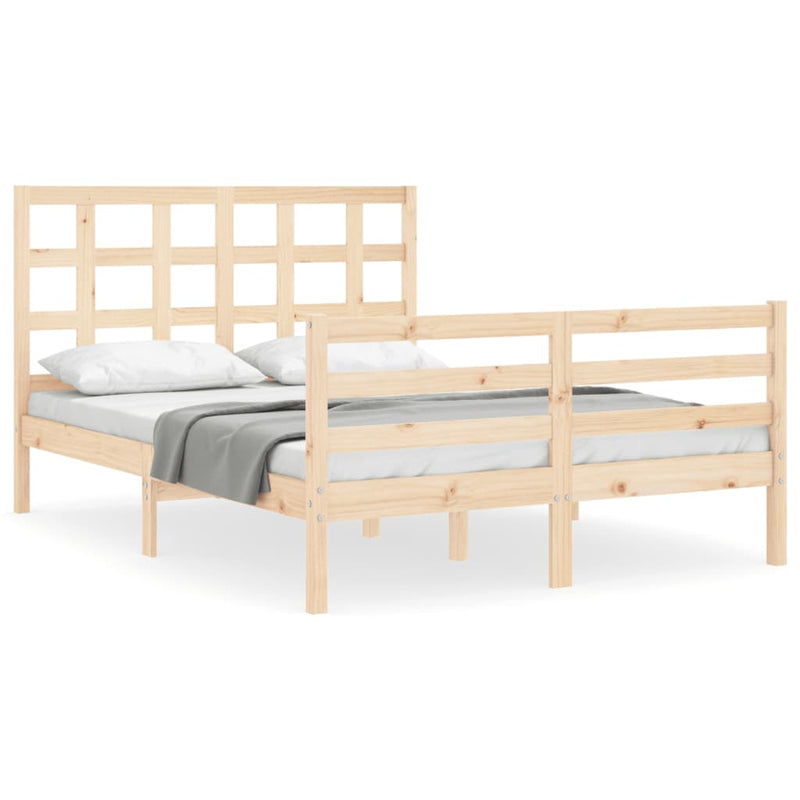 Bedframe met hoofdbord massief hout 140x200 cm