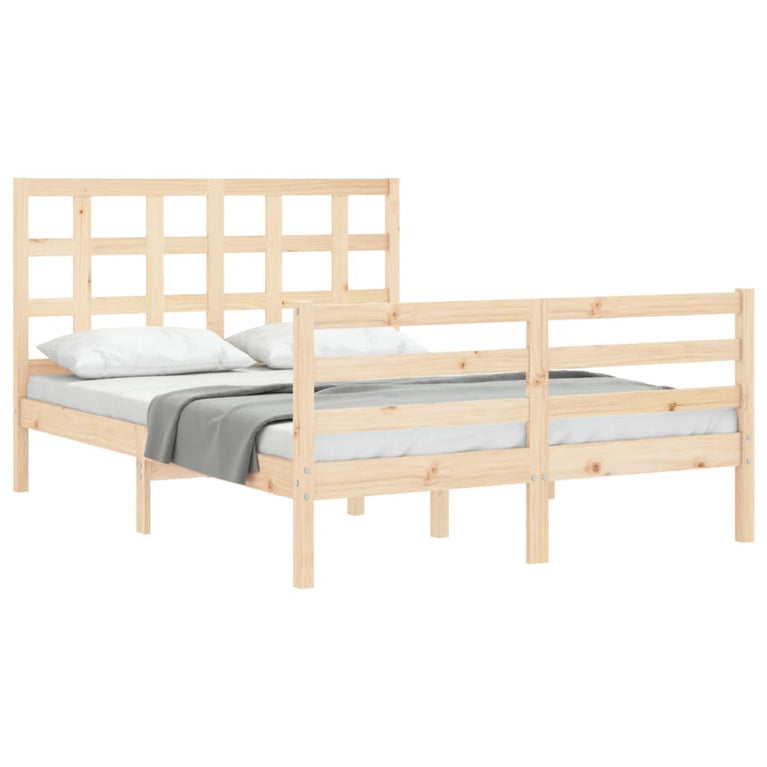 Bedframe met hoofdbord massief hout 140x200 cm