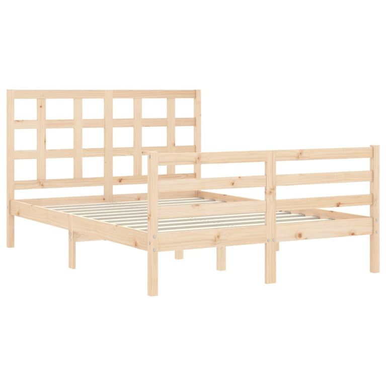 Bedframe met hoofdbord massief hout 140x200 cm