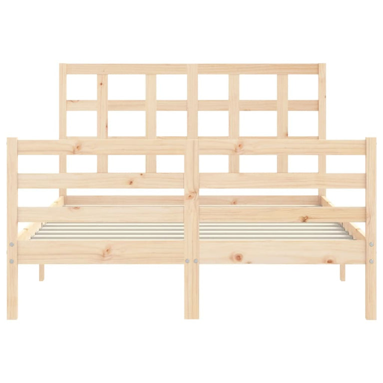 Bedframe met hoofdbord massief hout 140x200 cm