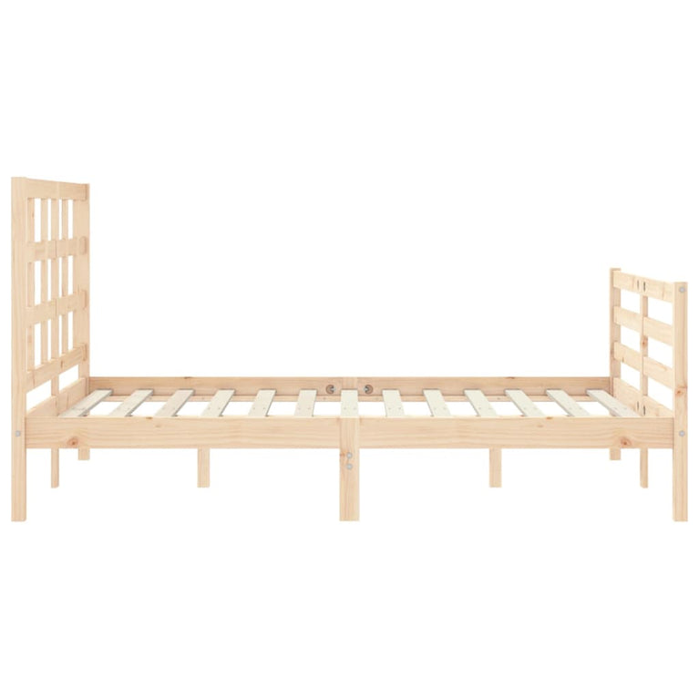 Bedframe met hoofdbord massief hout 140x200 cm