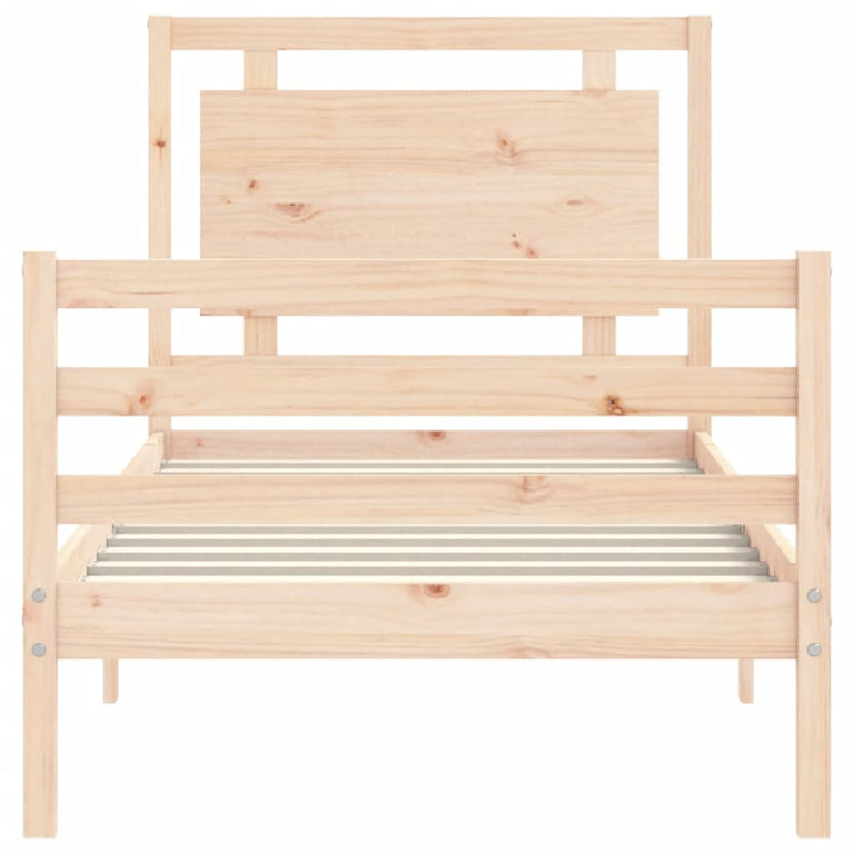 Bedframe met hoofdbord massief hout 2FT6 Small Single