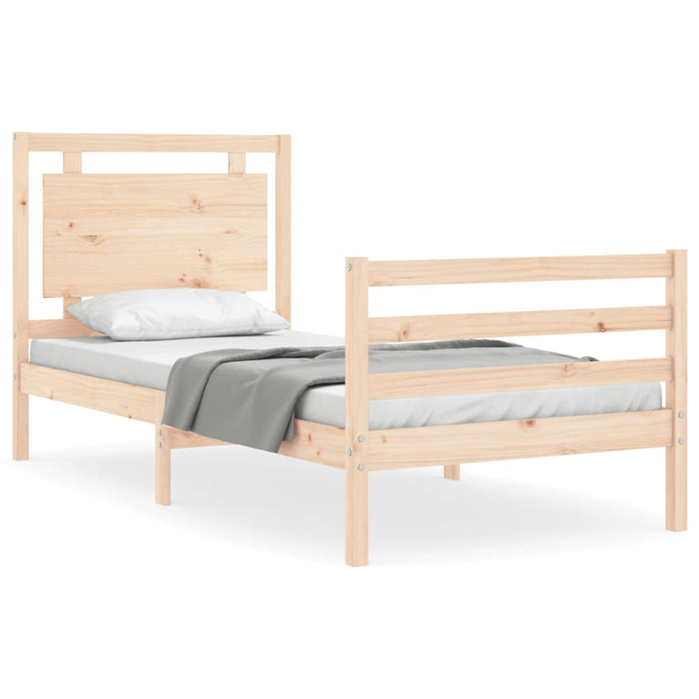 Bedframe met hoofdbord massief hout 3FT Single