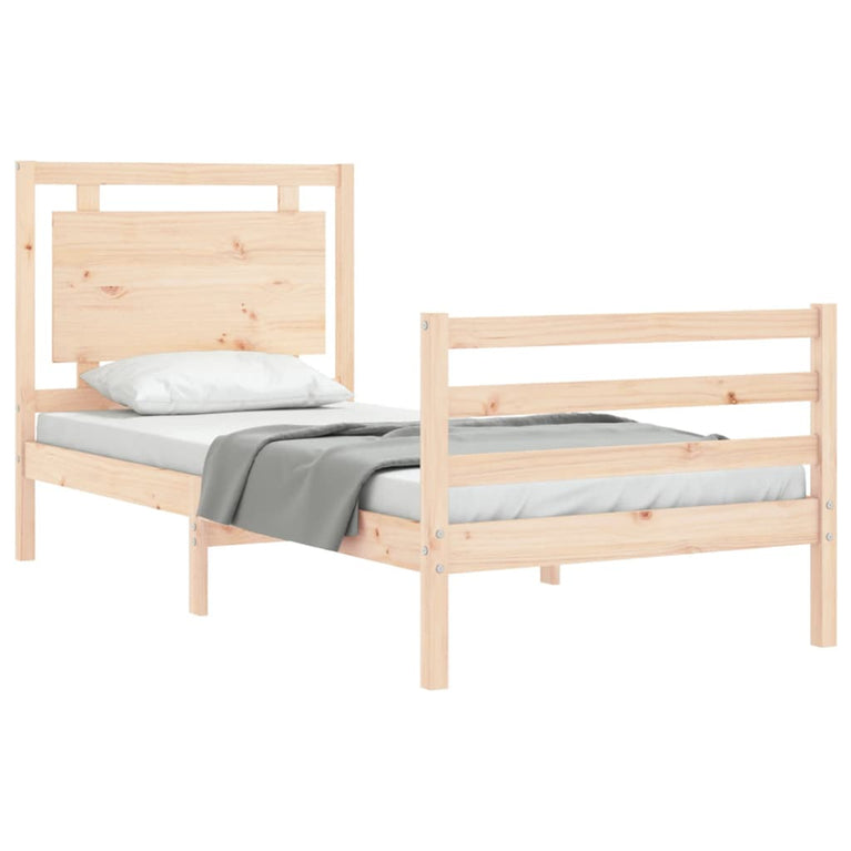 Bedframe met hoofdbord massief hout 3FT Single