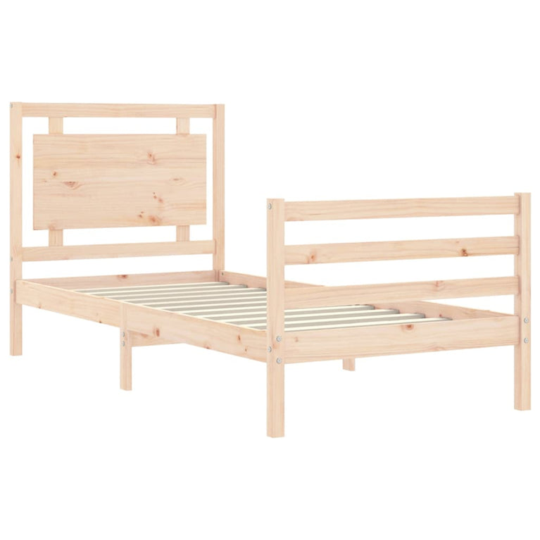 Bedframe met hoofdbord massief hout 3FT Single
