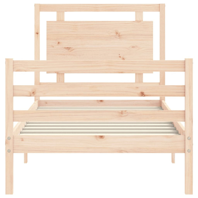 Bedframe met hoofdbord massief hout 3FT Single
